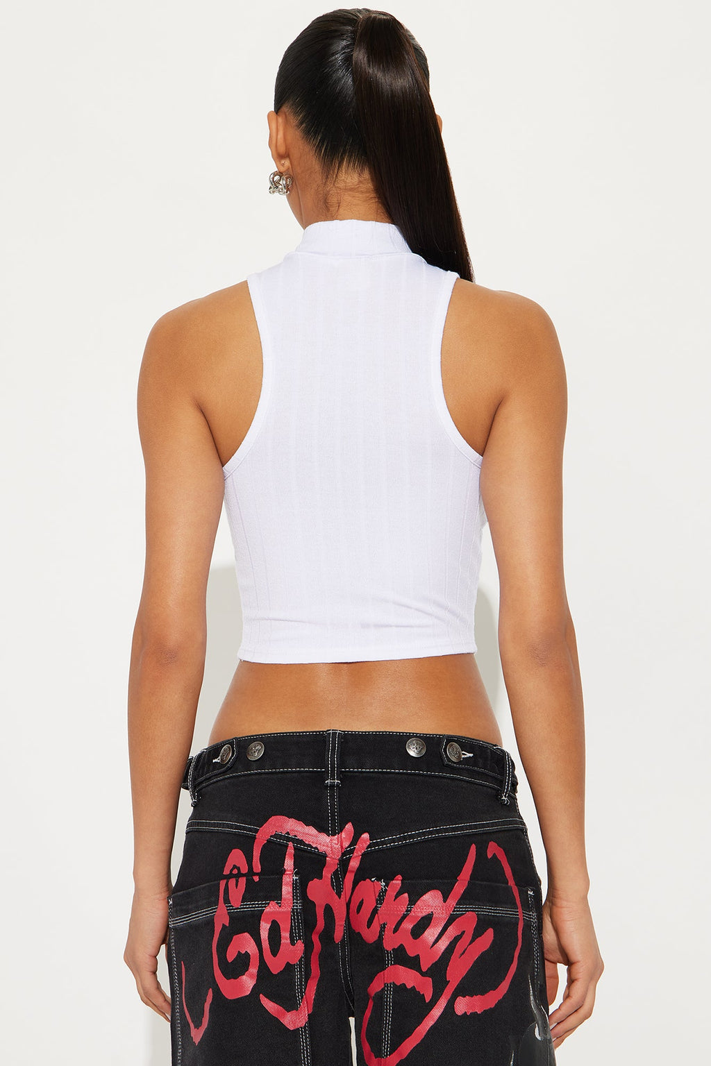Sofia Zip Up Tank Top - White