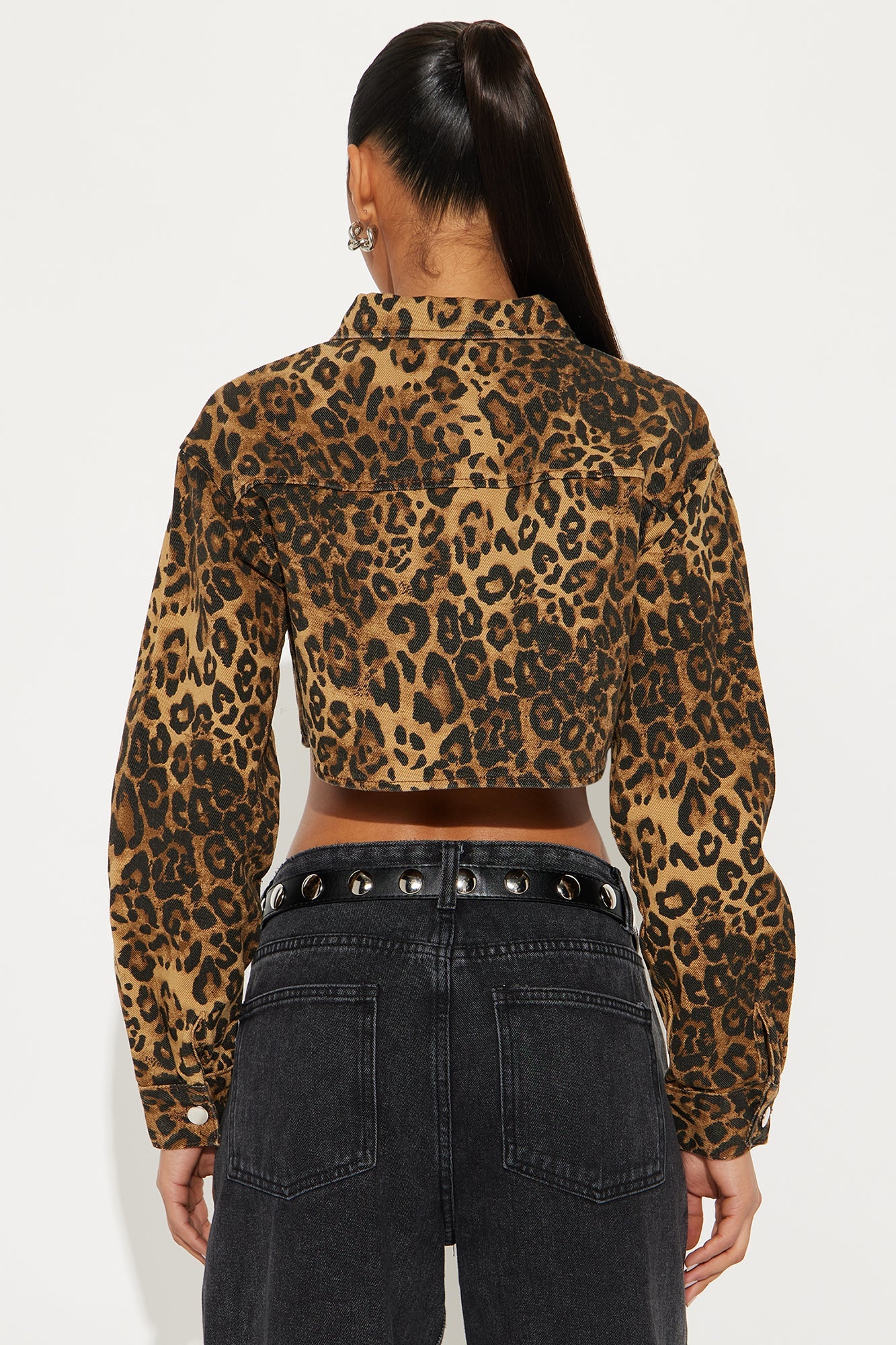 In A Frenzy Cropped Leopard Denim Jacket - Brown/combo