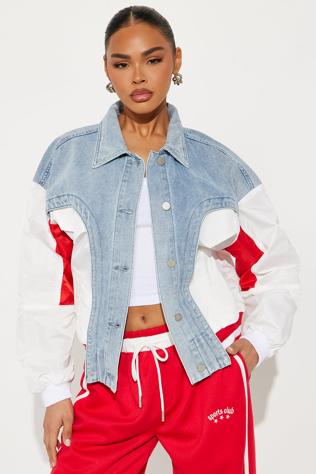 Got The Spirit Mix Media Jacket - Medium Wash