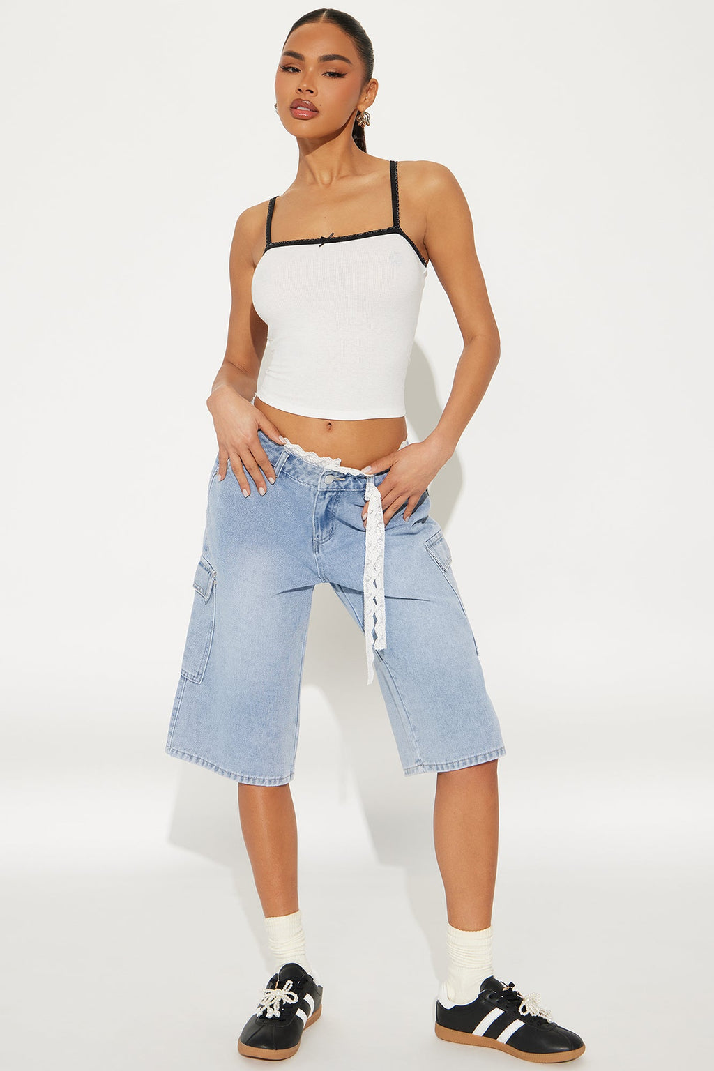 Celeste Ribbed Cami Top - White