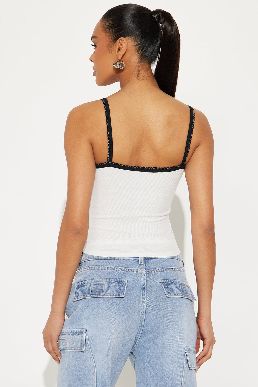 Celeste Ribbed Cami Top - White