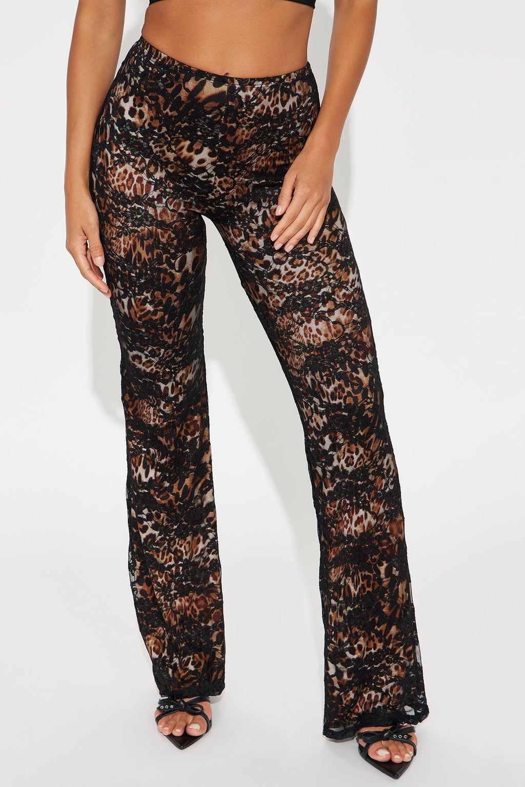 Wild Side Lace Flare Pant - Black/combo