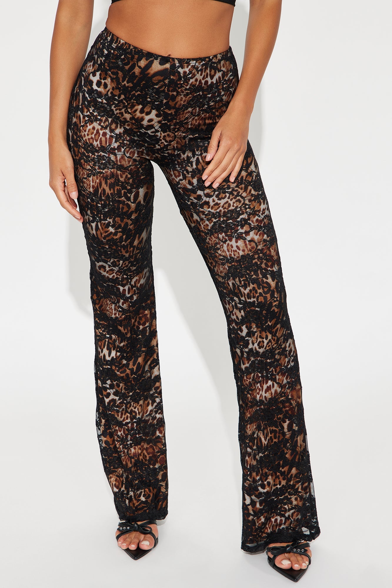 Wild Side Lace Flare Pant - Black/combo