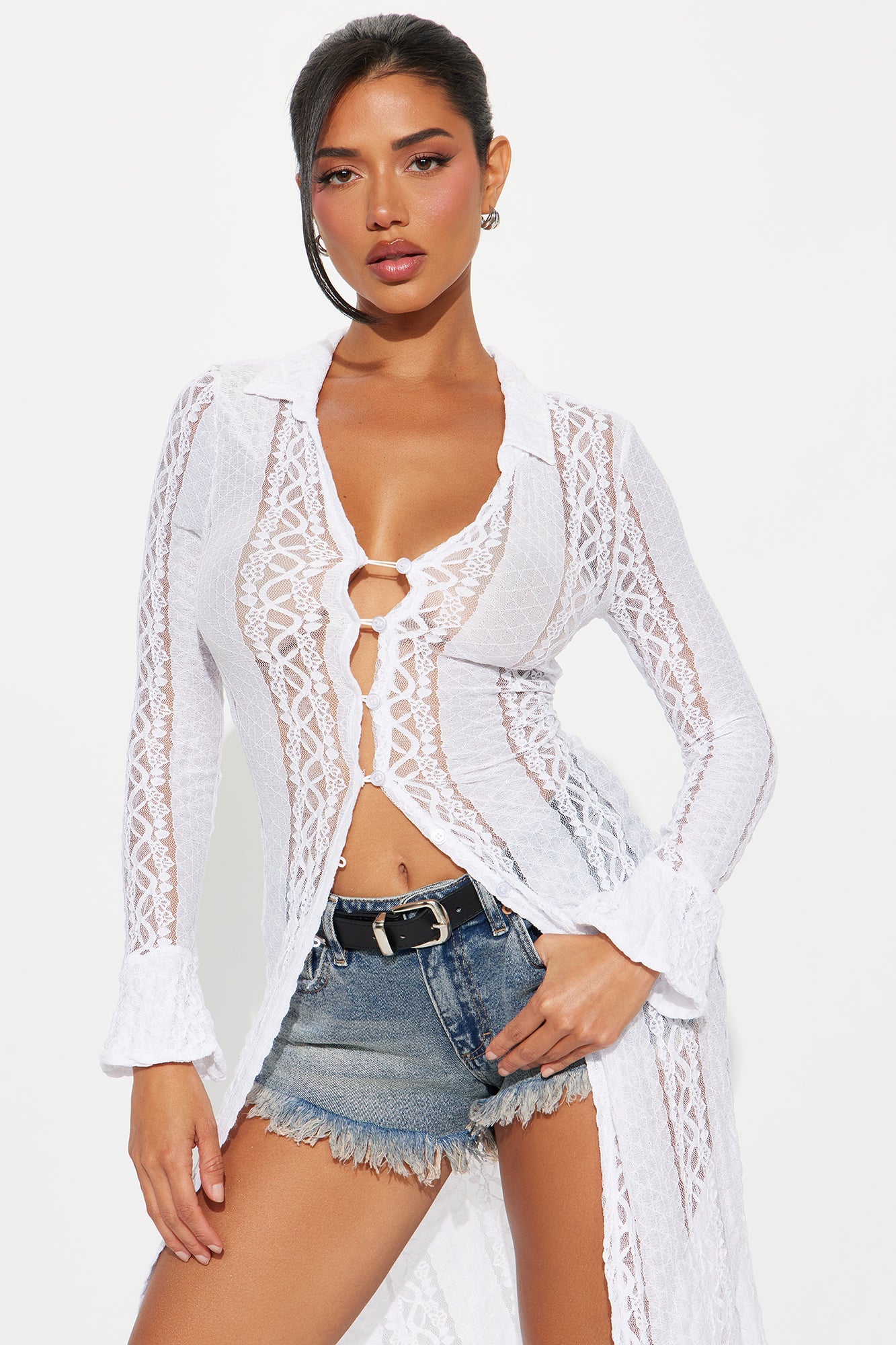 Aisha Lace Duster - White