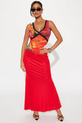 Malibu Mesh Maxi Skirt - Red