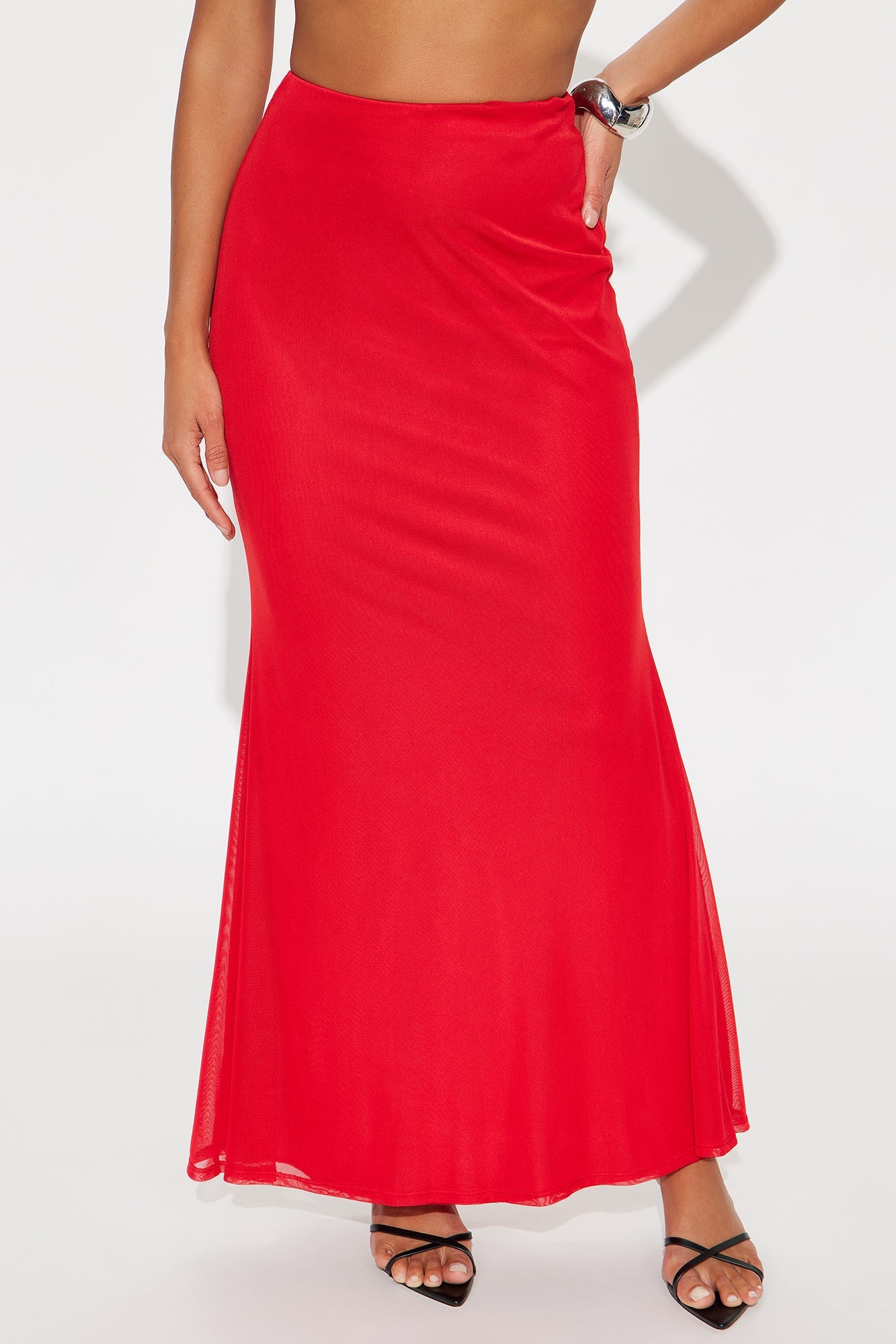 Malibu Mesh Maxi Skirt - Red
