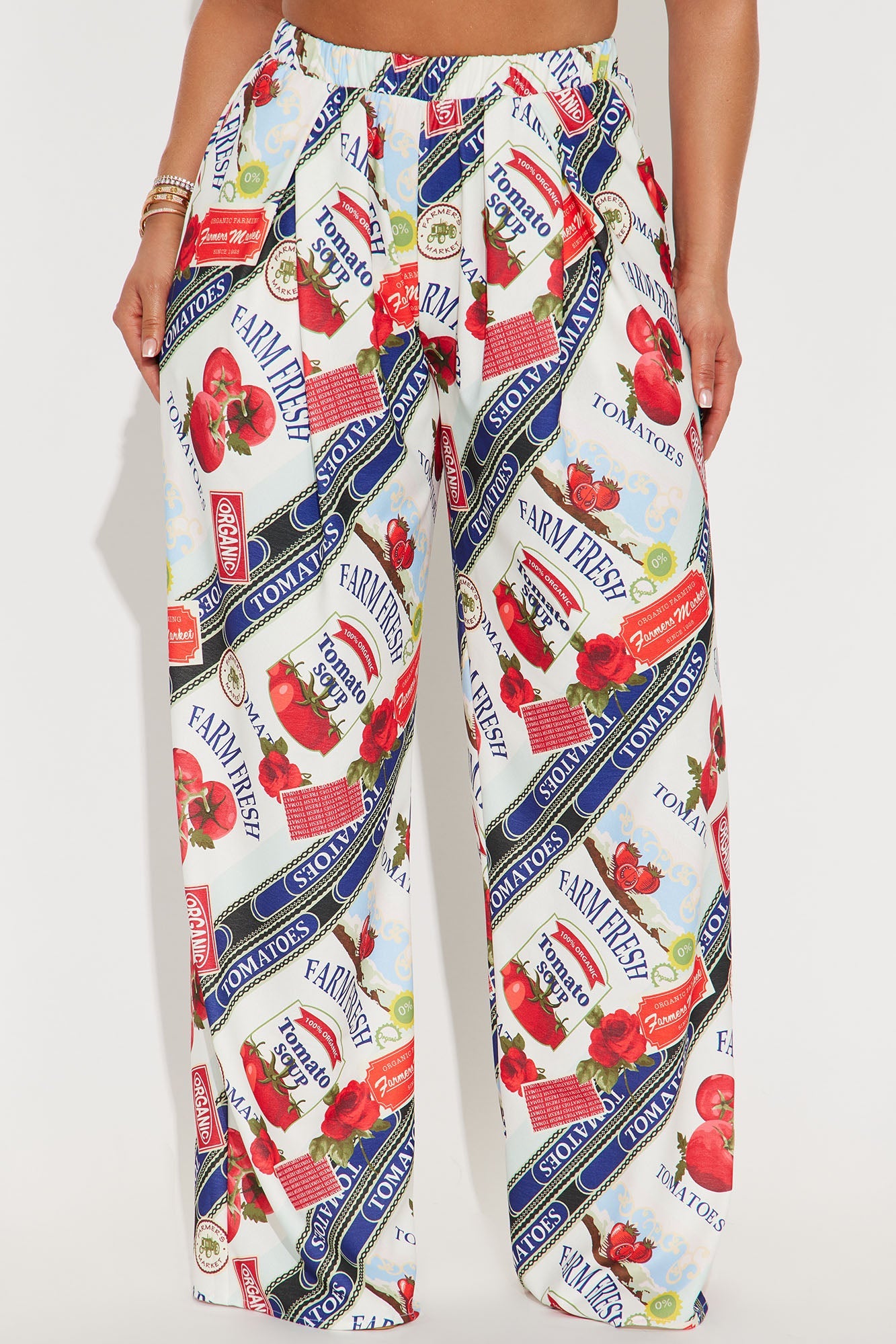 Just Having Fun Wide Leg Pants - White/combo