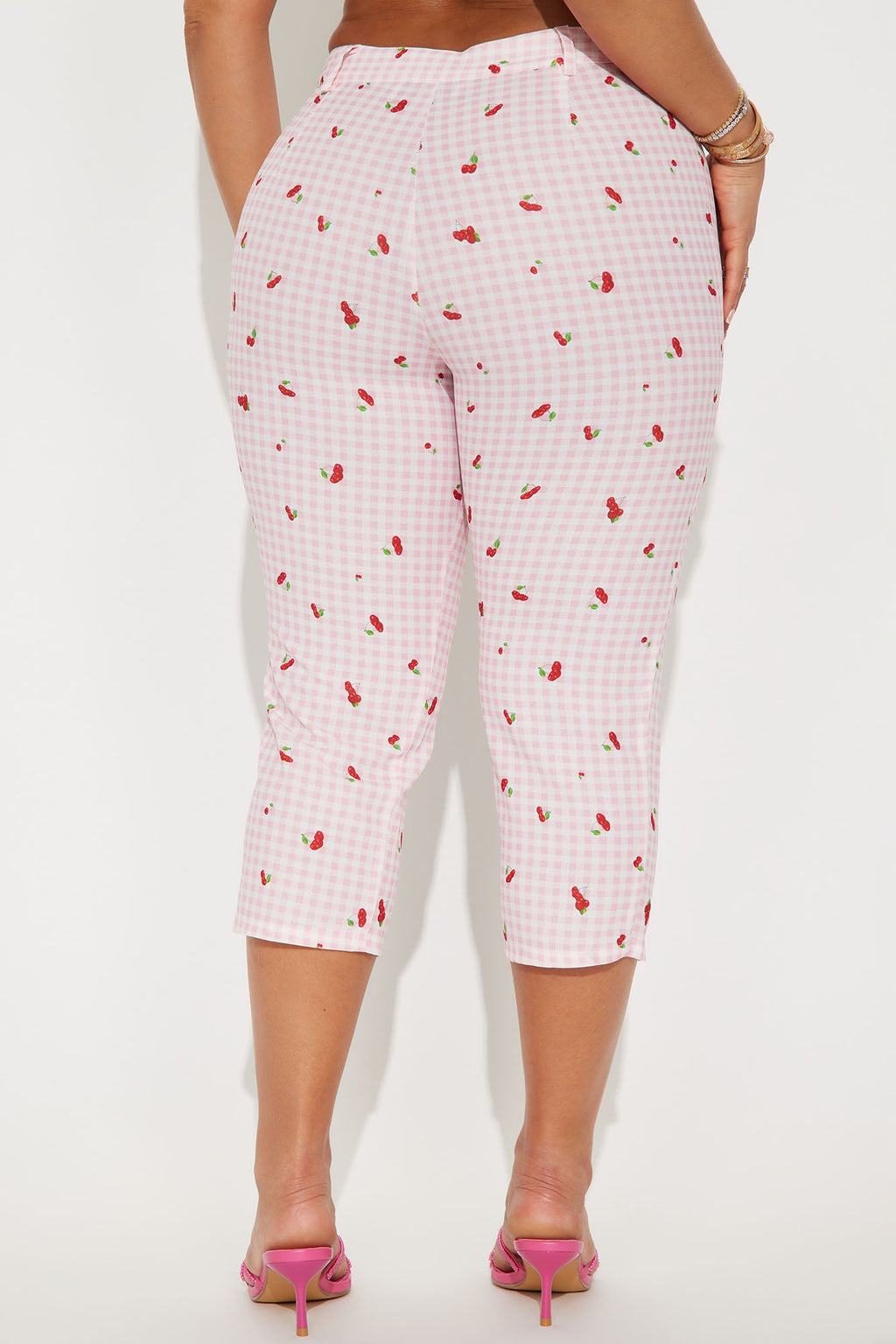 Cherry Love Gingham Capri Pant - Pink/combo