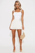 Caroline Mini Bubble Hem Skirt - Ivory