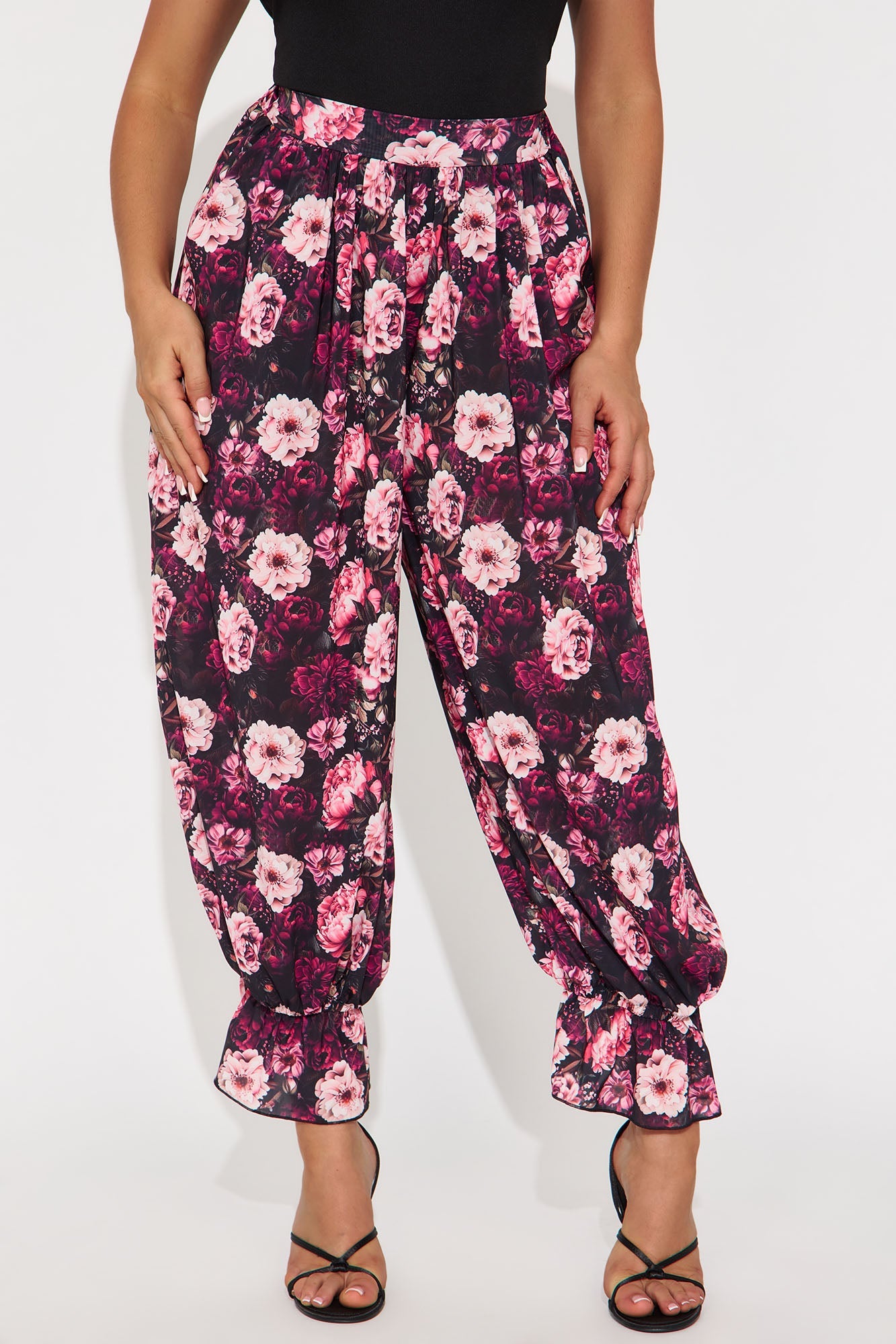All Your Desires Floral Cropped Crepe Jogger Pant - Multi Color