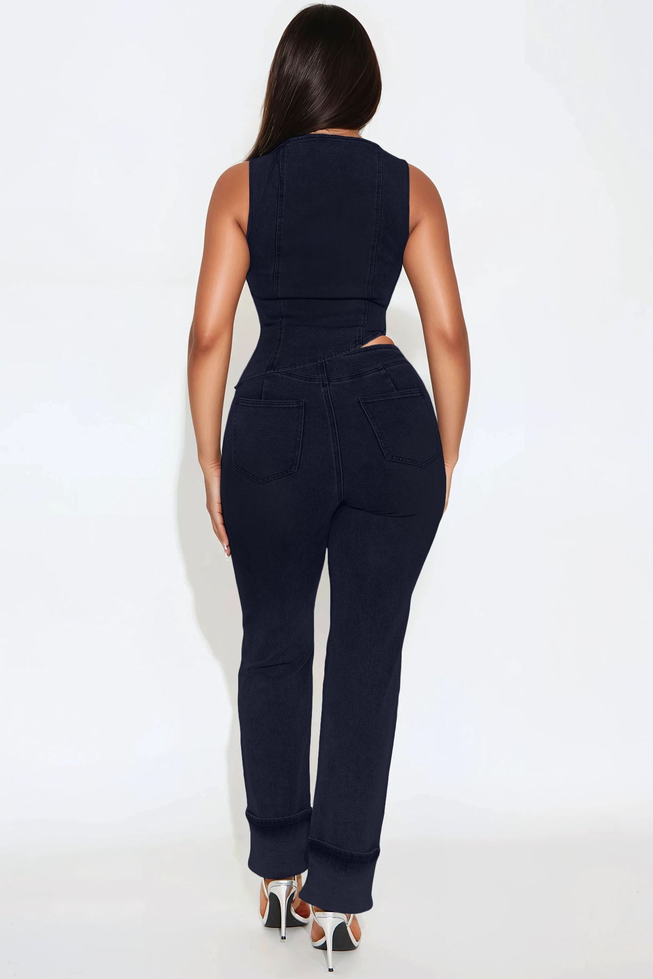 Alana Denim Pant Set - Dark Denim