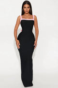 Wine And Dine Bandage Maxi Dress - Black/Pink