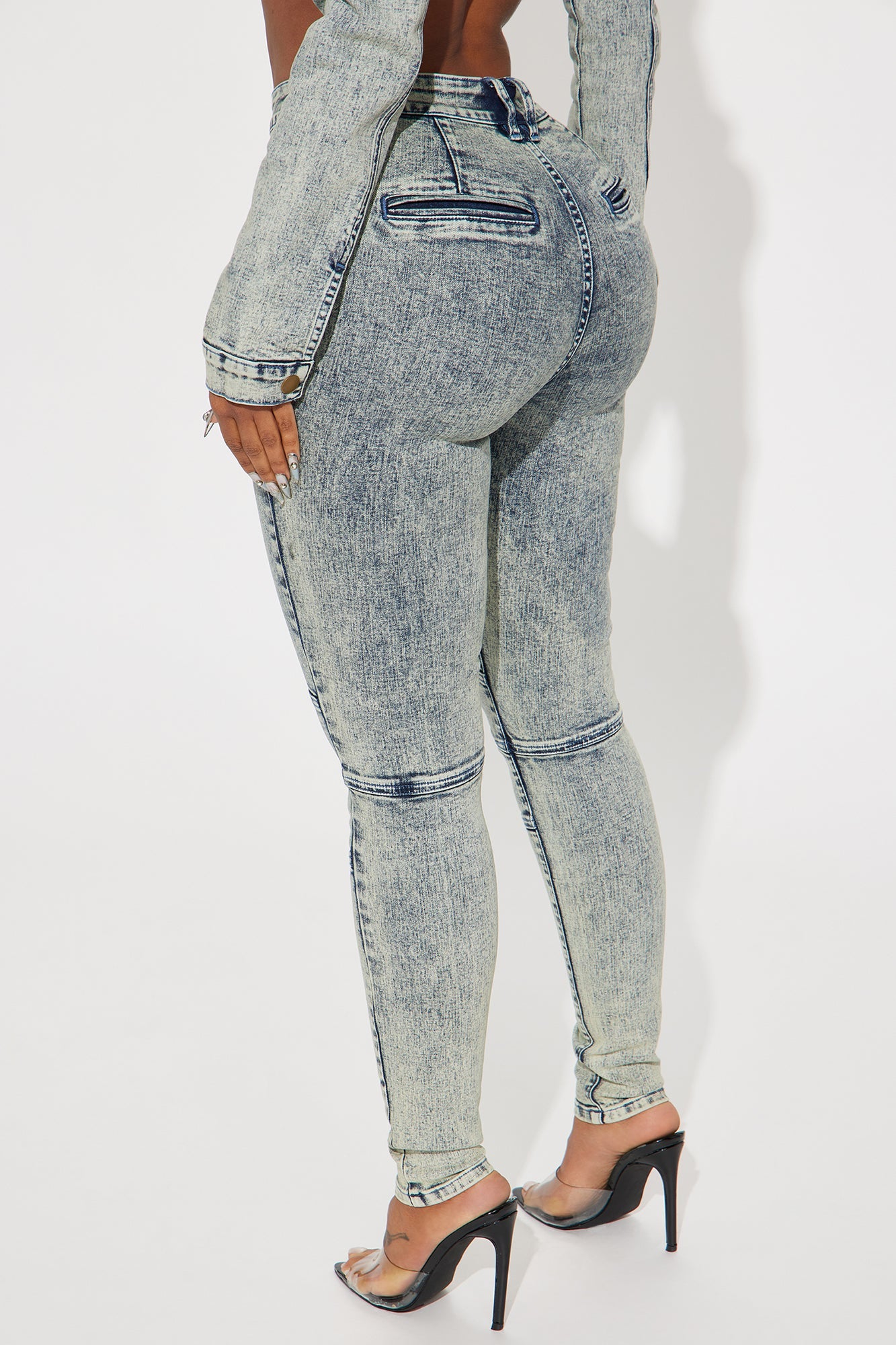 Starting Rumors Stretch Moto Skinny Jeans - Vintage Wash