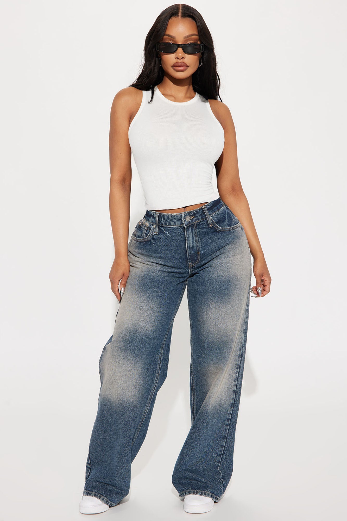 Chloe Crew Neck Tank Top - White