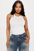 Chloe Crew Neck Tank Top - White