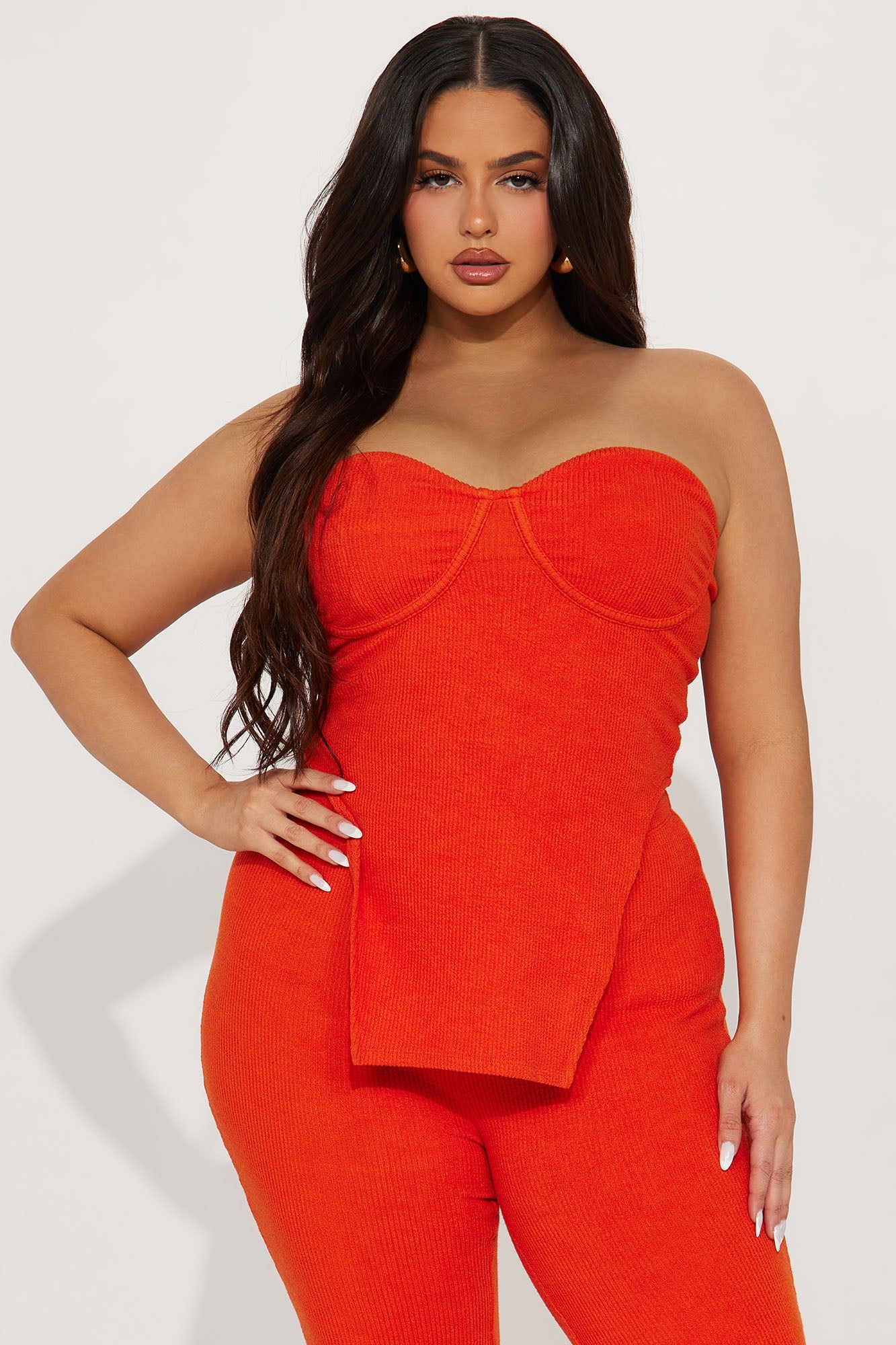 Call My Name Ribbed Pant Set - Orange