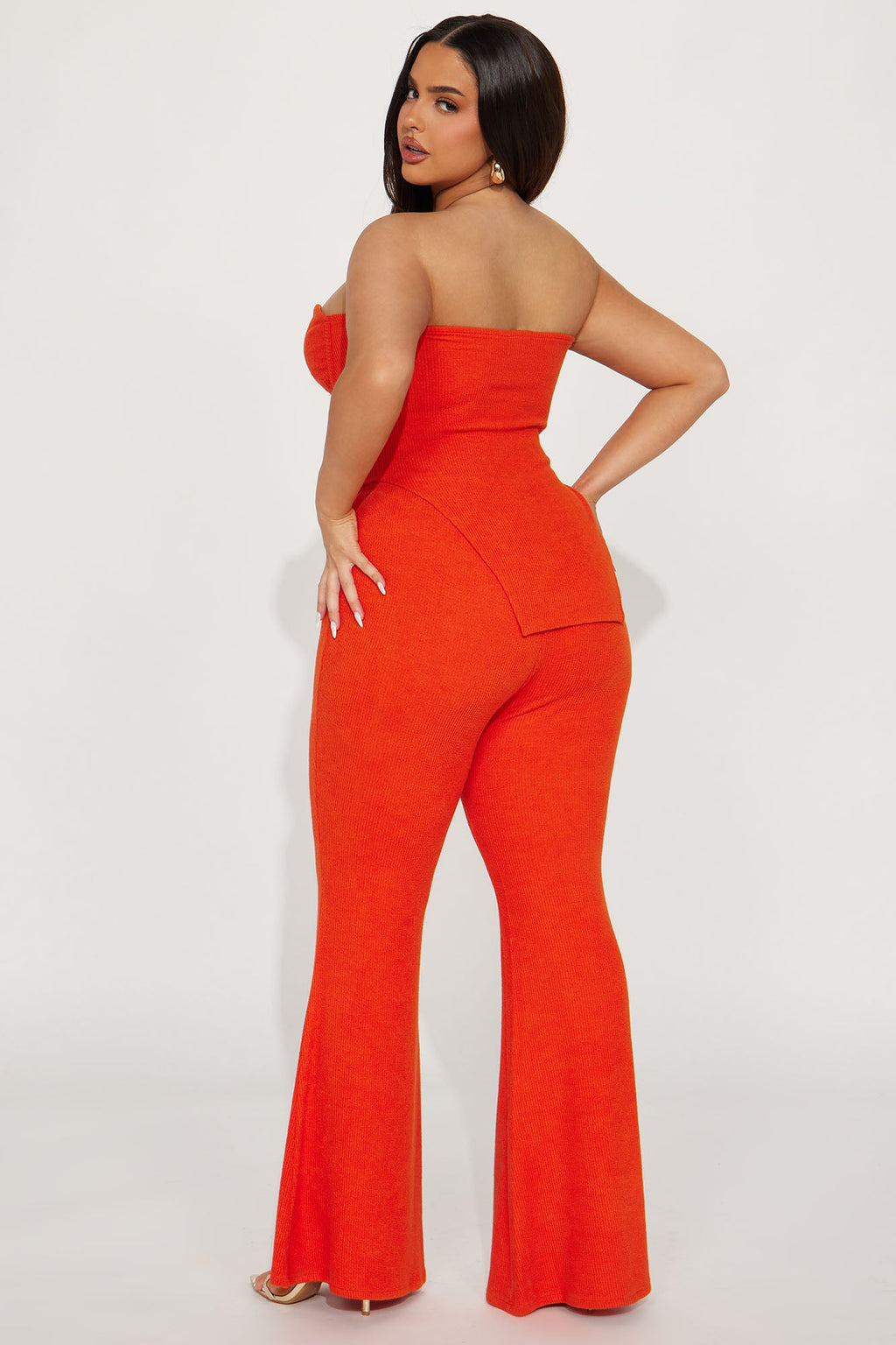 Call My Name Ribbed Pant Set - Orange