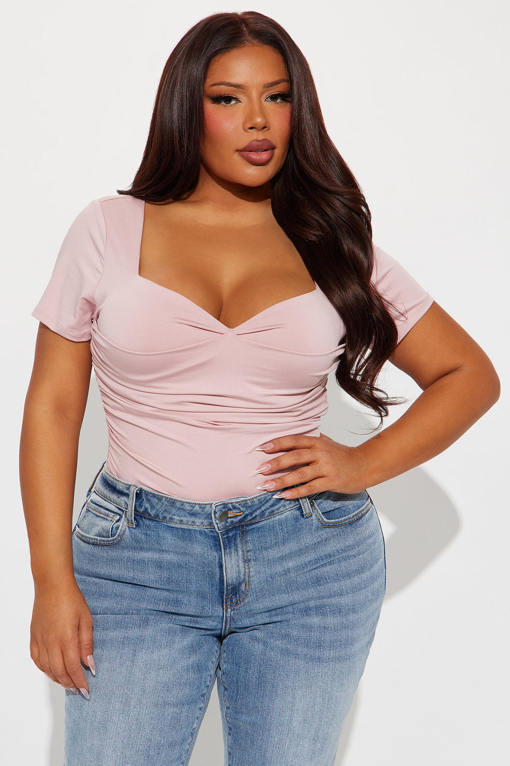 Genevieve Short Sleeve Bodysuit - Pink
