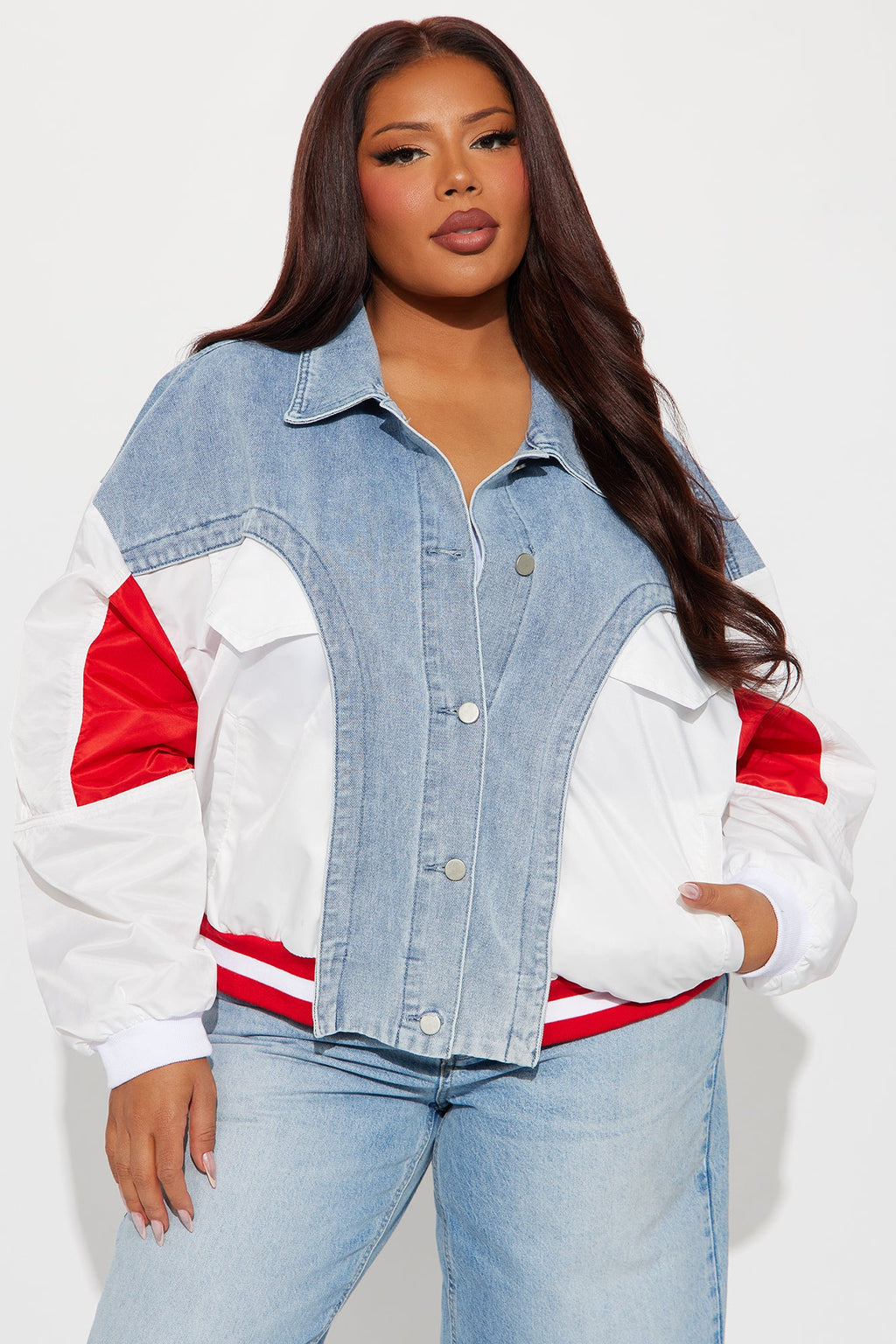 Got The Spirit Mix Media Jacket - Medium Wash