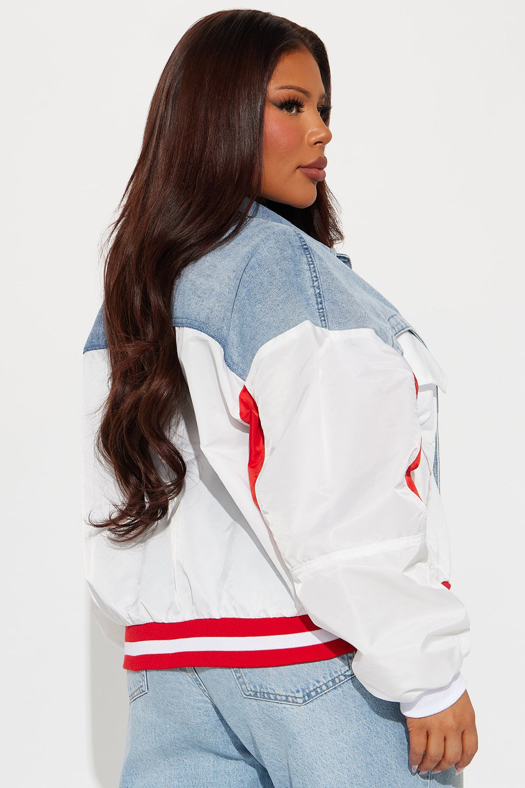 Got The Spirit Mix Media Jacket - Medium Wash