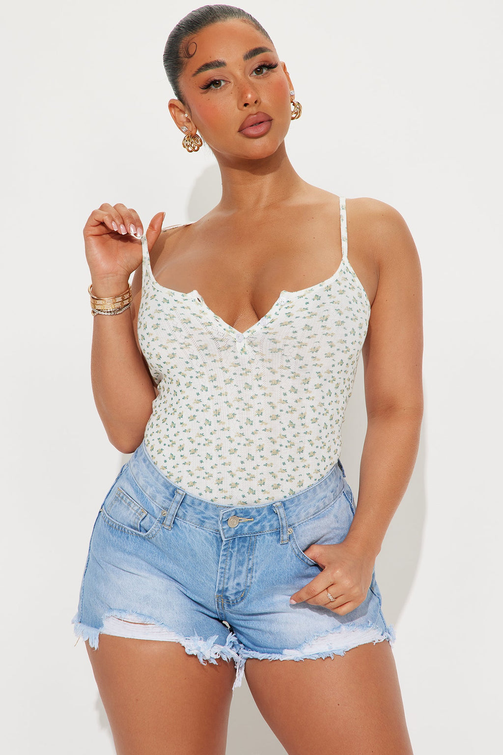 Just Another Day Floral Cami Top - Cream/combo