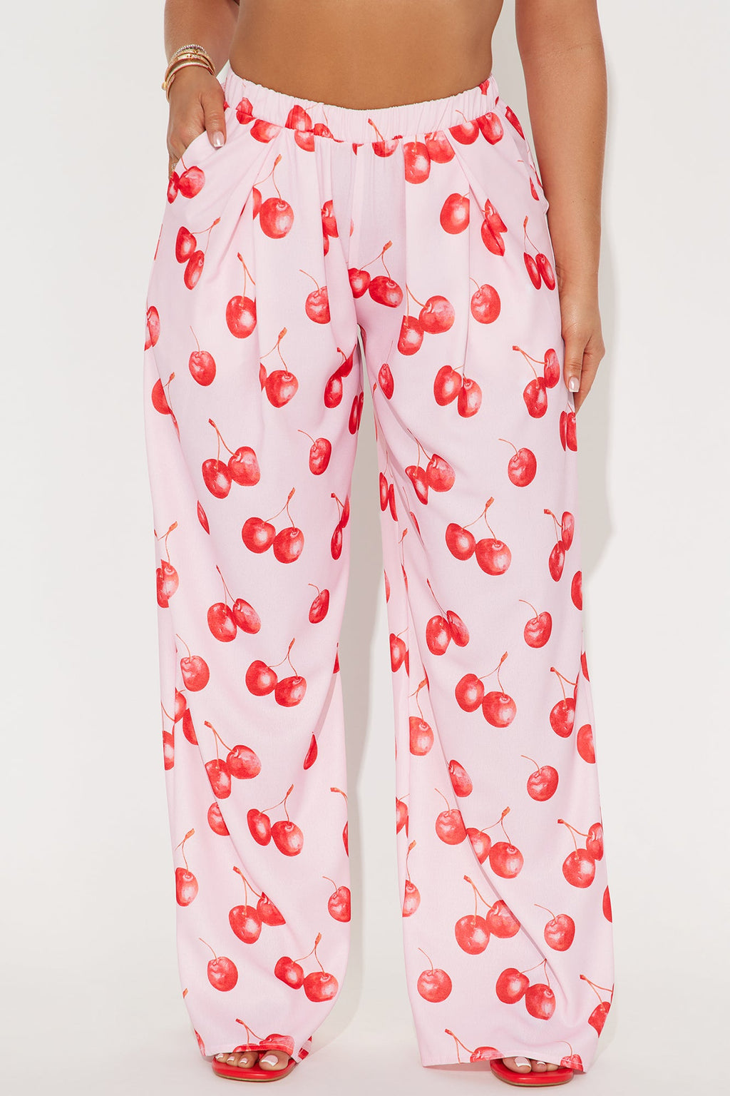 Sweet Like Cherry Wide Leg Pants - Pink/combo