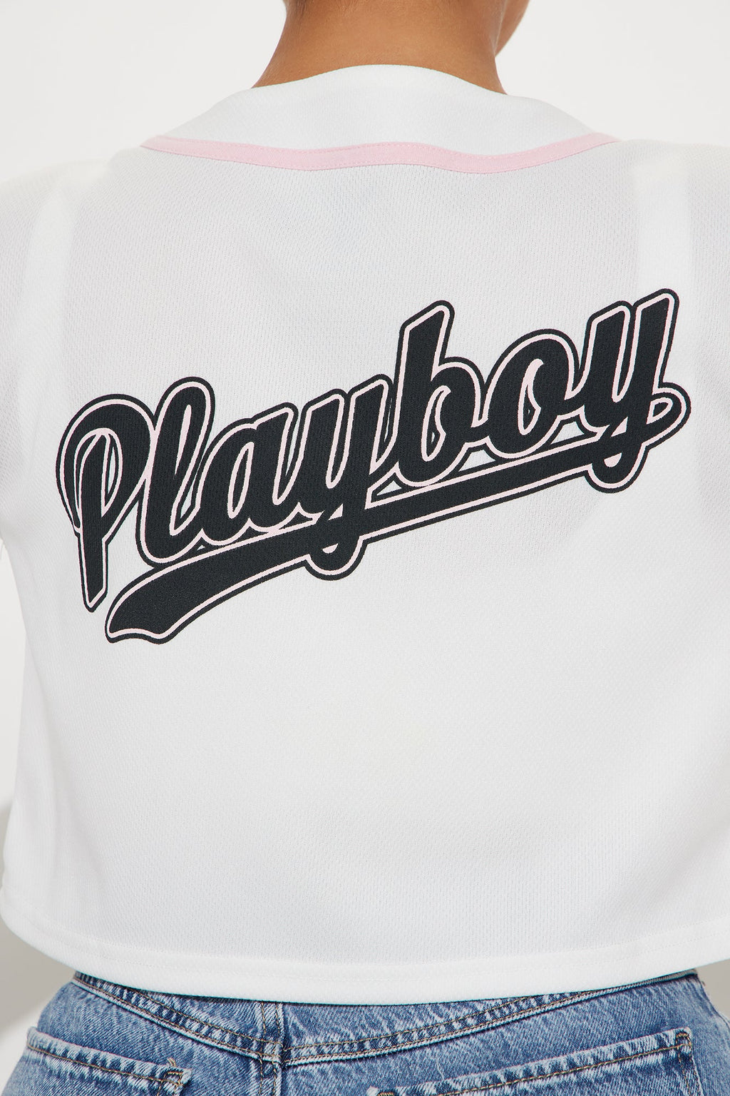Playboy Pink Cropped Jersey Tee - White/combo