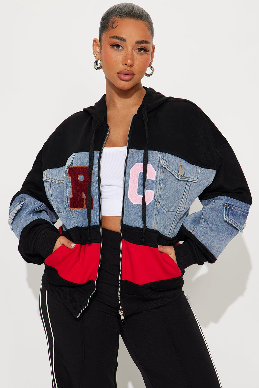 Street Smart Mix Media Jacket - Black/combo