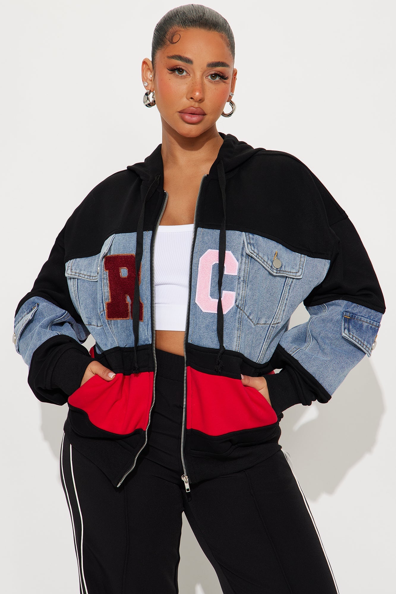 Street Smart Mix Media Jacket - Black/combo