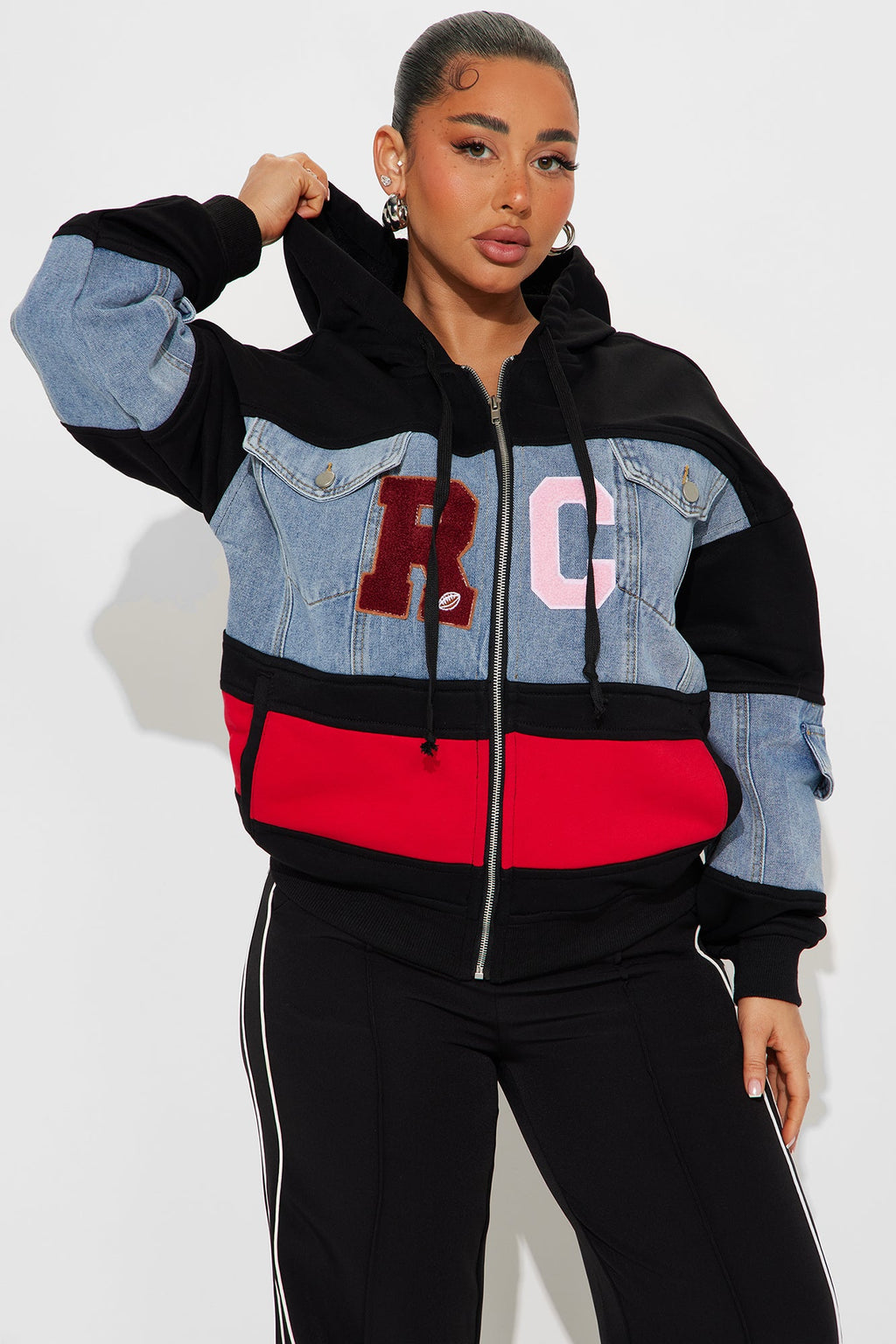 Street Smart Mix Media Jacket - Black/combo