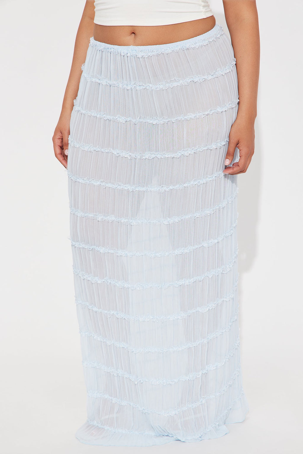 Delilah Tiered Sheer Maxi Skirt - Light Blue