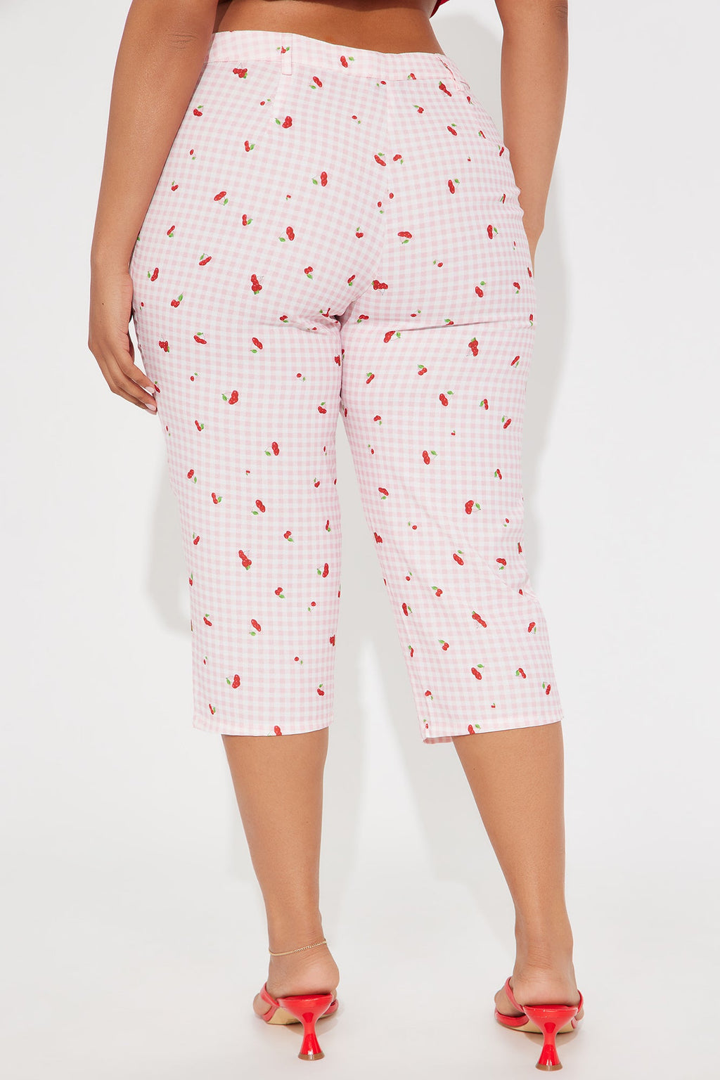 Cherry Love Gingham Capri Pant - Pink/combo