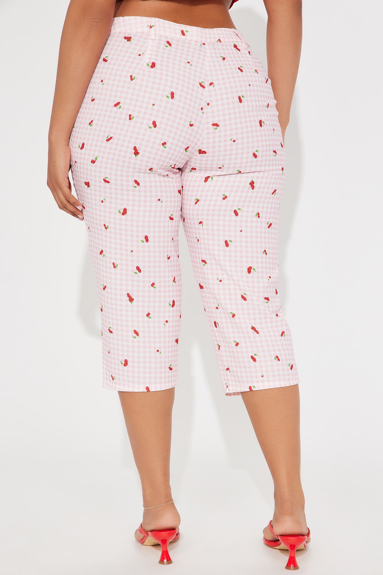 Cherry Love Gingham Capri Pant - Pink/combo