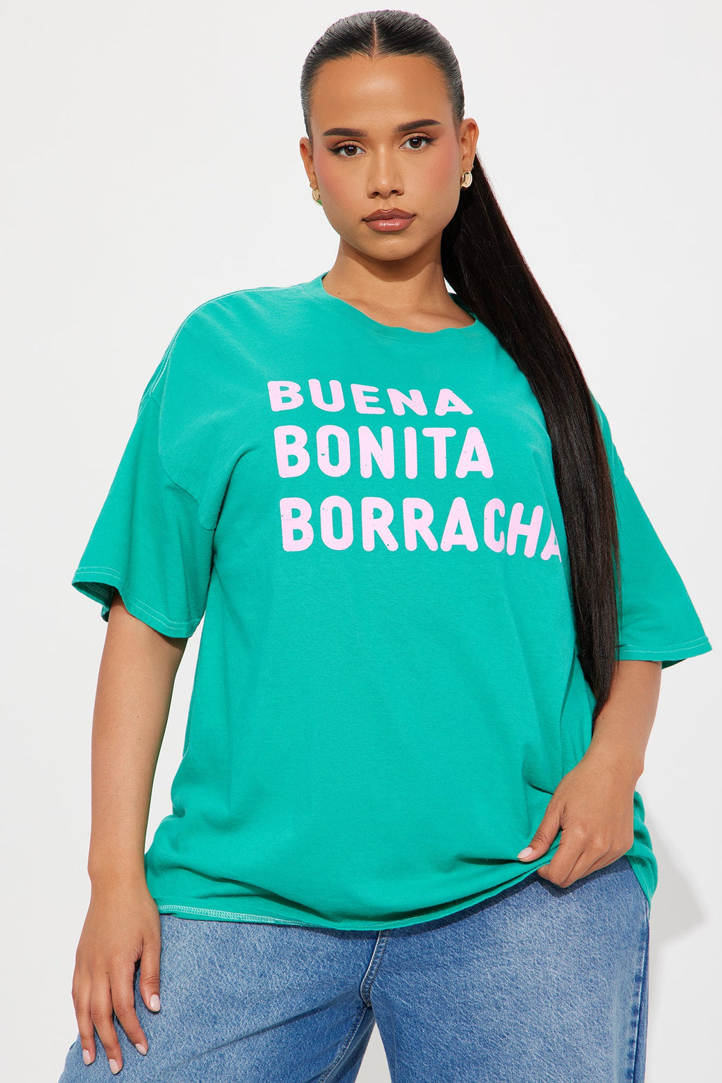 Bonita Borracha Washed Oversized Tee - Teal