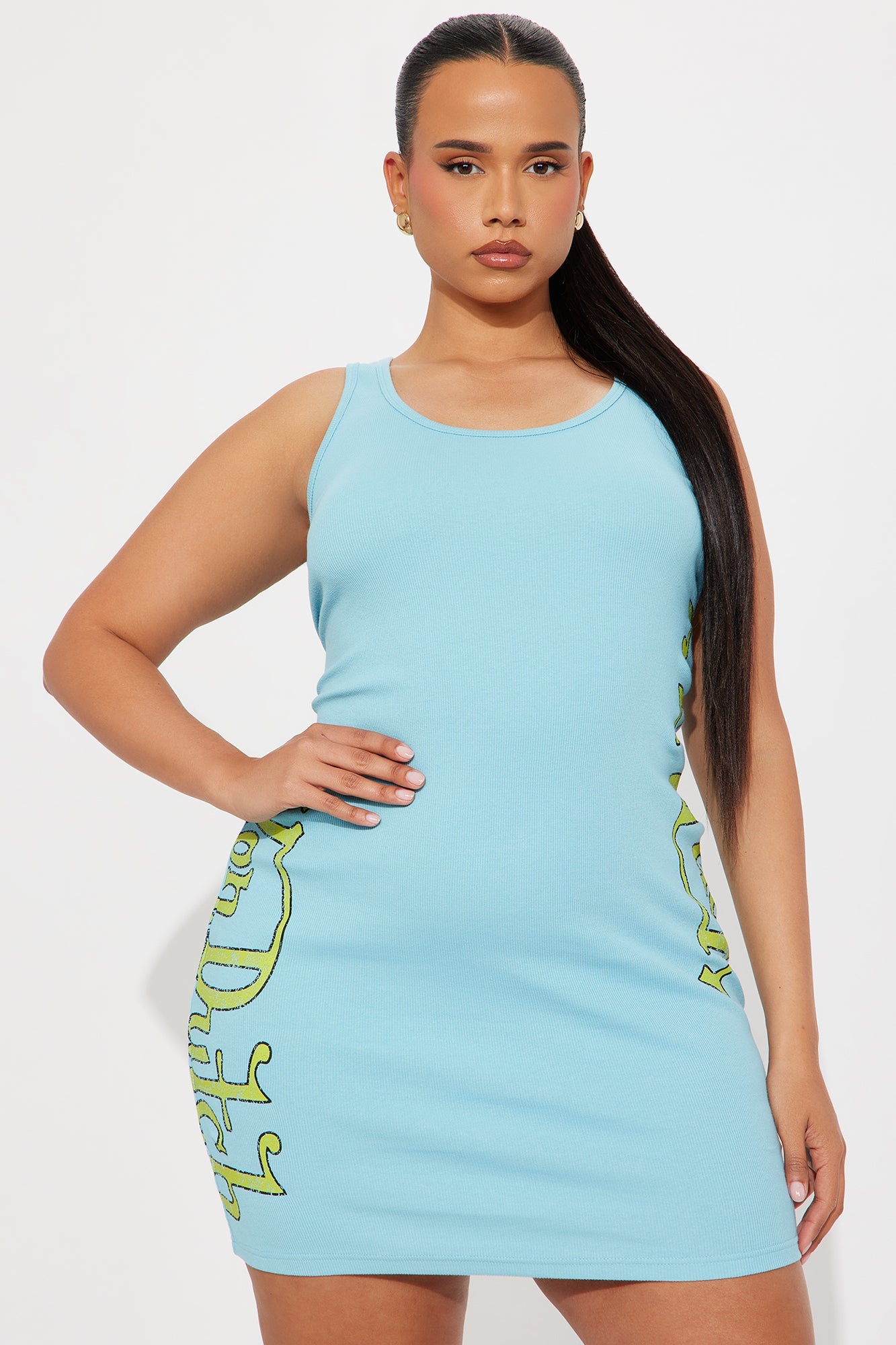 Von Dutch Ribbed Tank Dress - Blue/combo