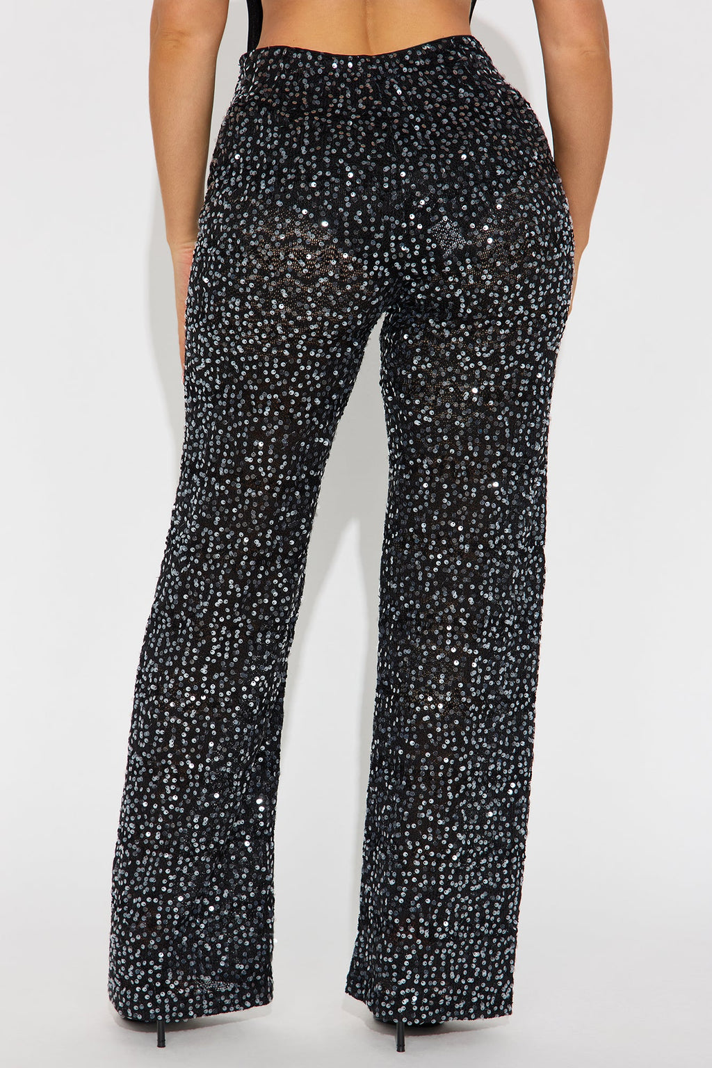 Nayelly Wide Leg Sequin Pant - Black