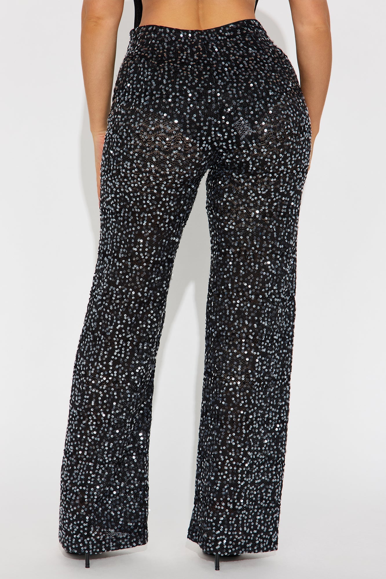 Nayelly Wide Leg Sequin Pant - Black
