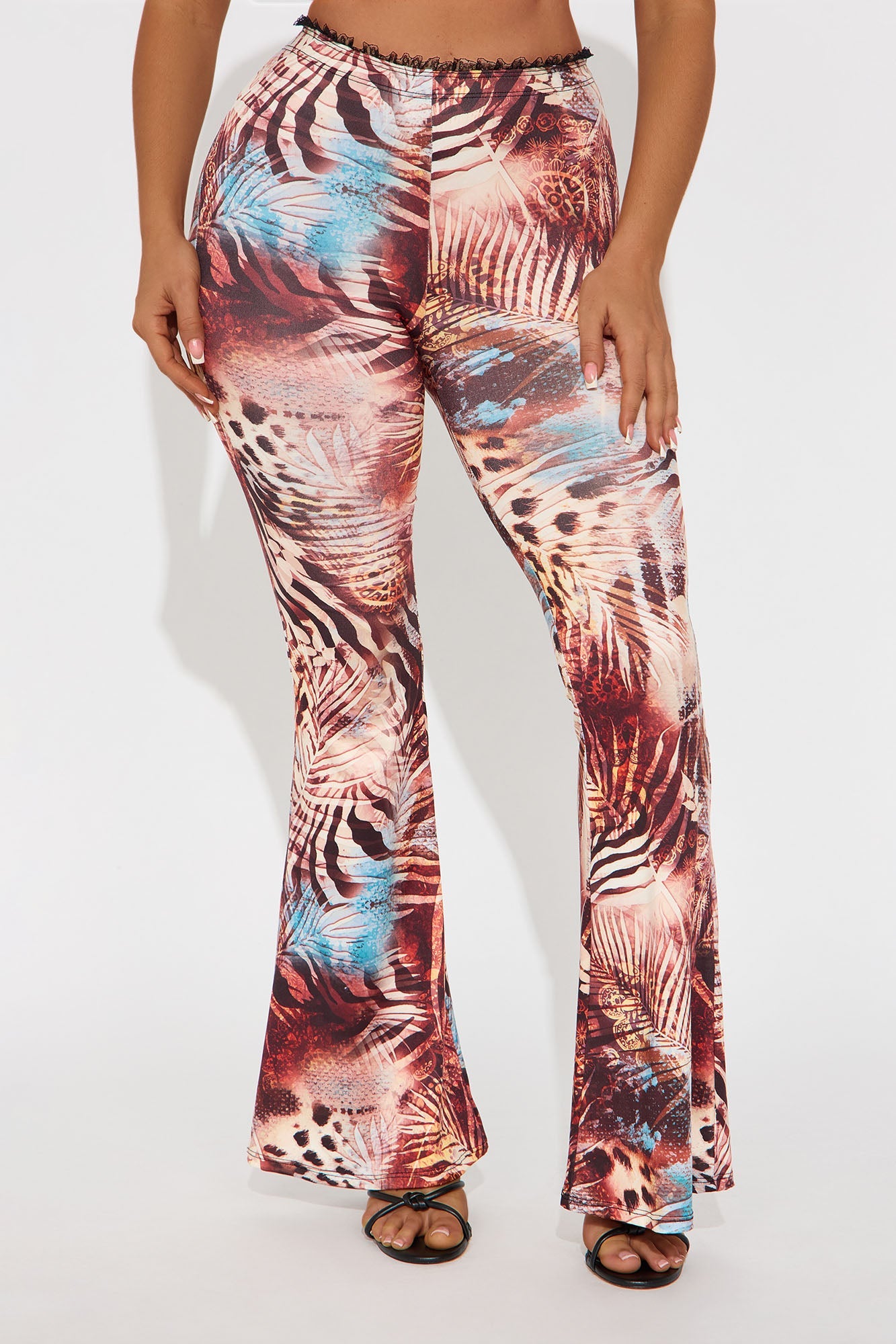 Feline Behavior Leopard Flare Pant - Blue/combo