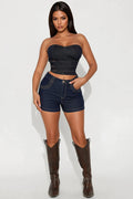 Good Ol' Days High Rise Denim Shorts - Dark Wash