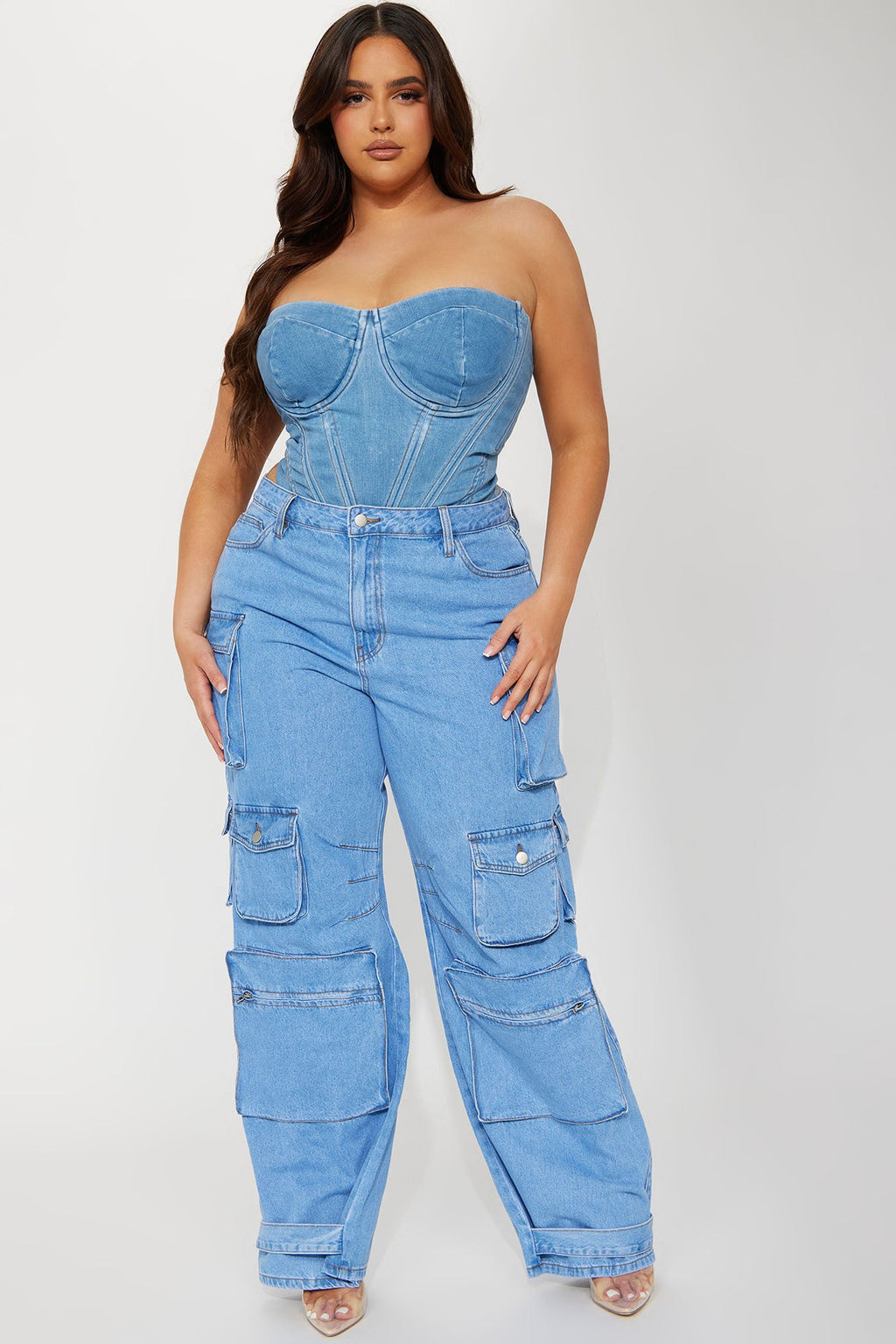 Bae For Tonight Denim Corset Top - Medium Wash