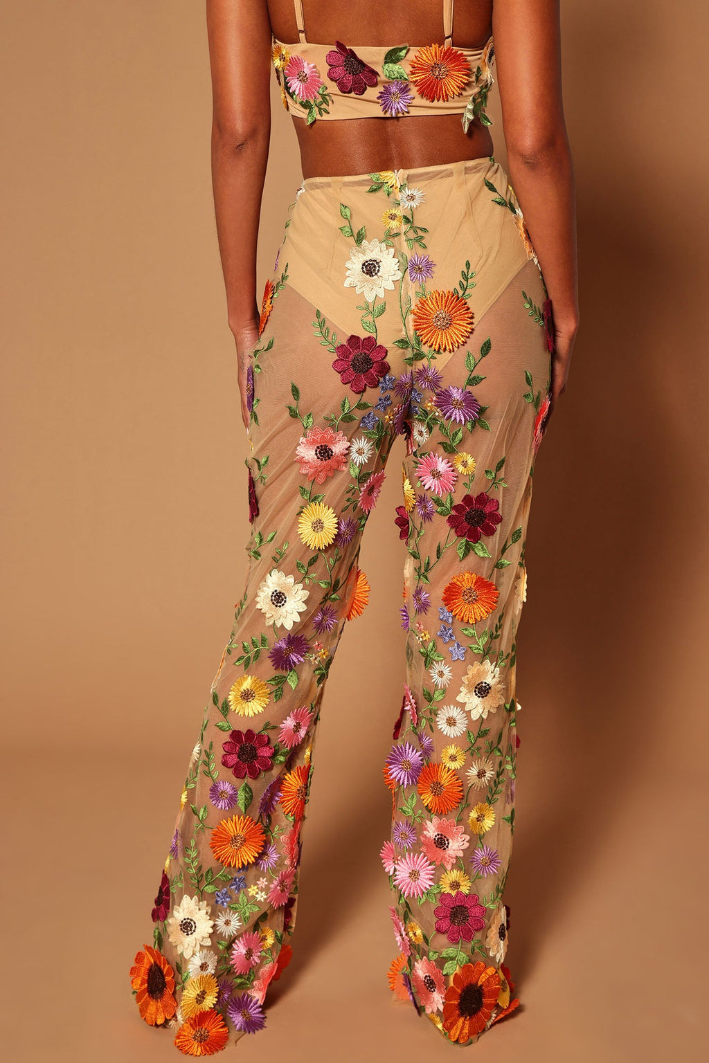 Celena Embroidered Pant - Nude/combo