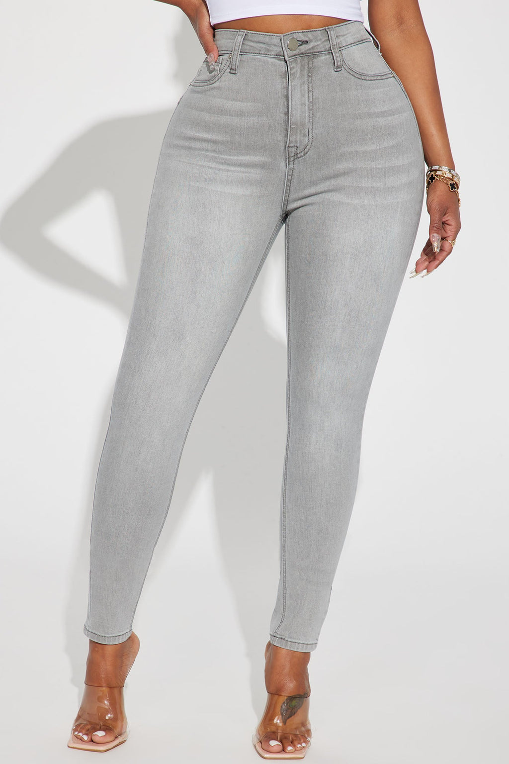 Madrid Booty Lifting High Rise Stretch Skinny Jeans - Grey