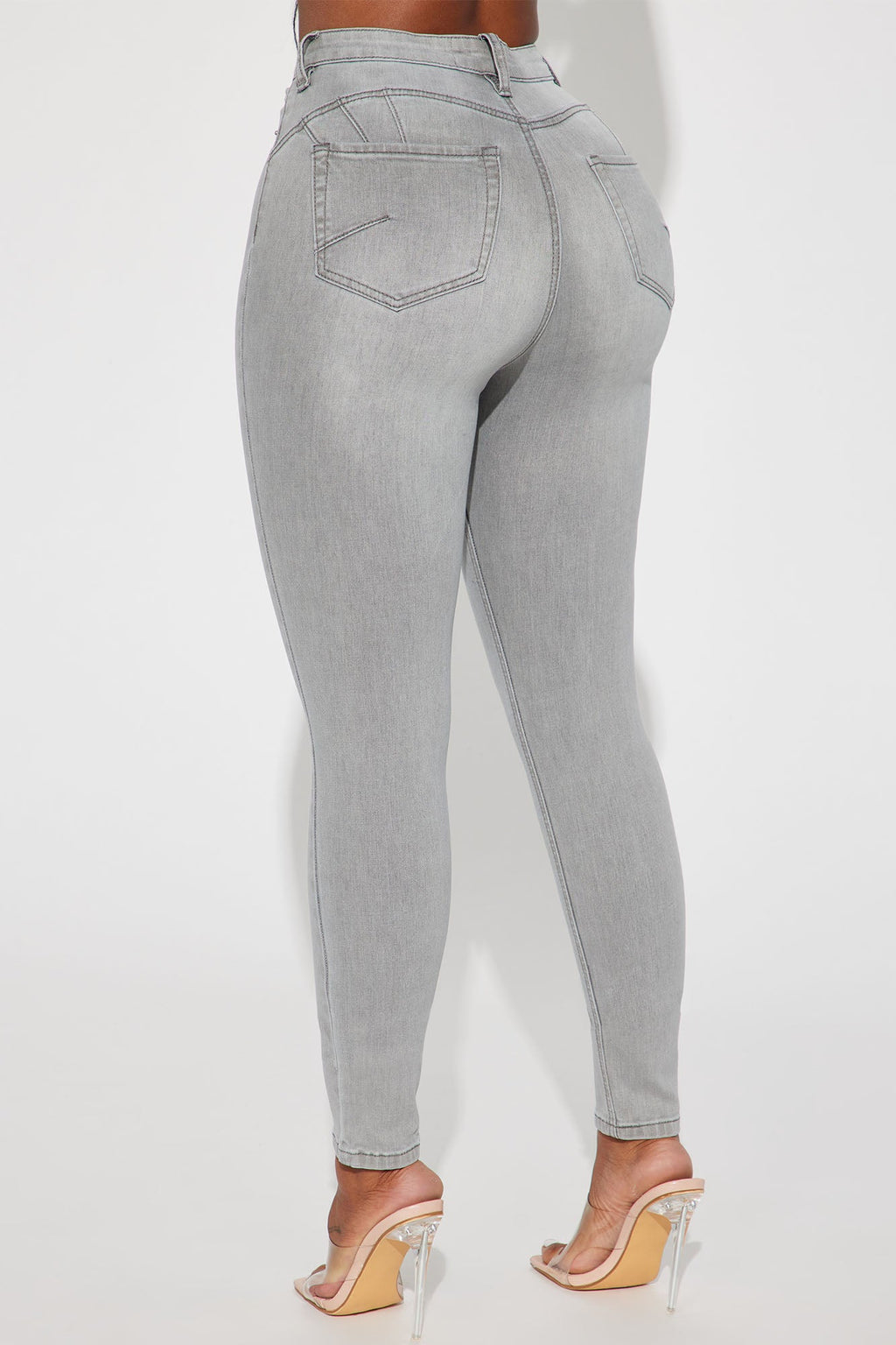 Madrid Booty Lifting High Rise Stretch Skinny Jeans - Grey