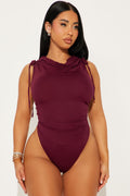 Adelyn Tie Shoulder Bodysuit - Burgundy