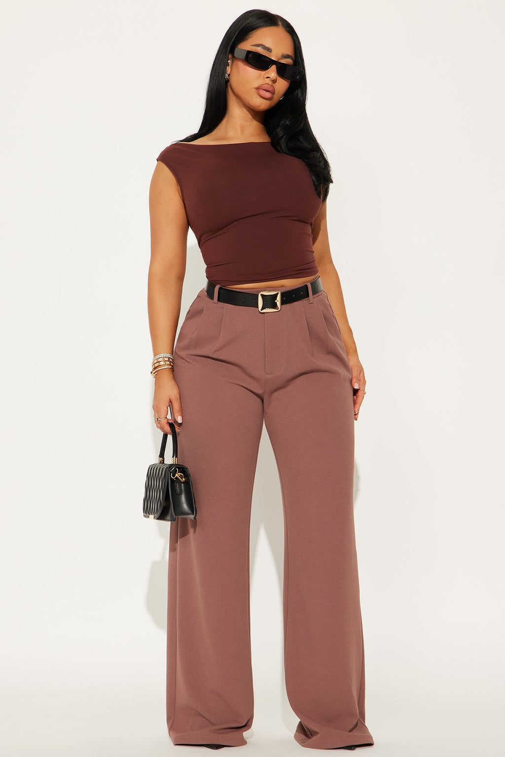 Elma Wide Leg Trouser - Mauve