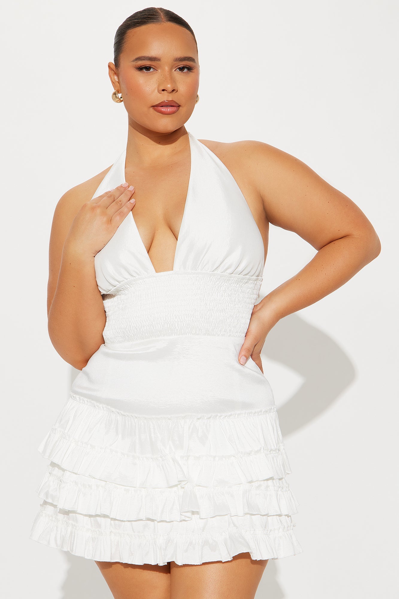On Cloud Fine Tiered Ruffle Mini Dress - White