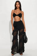 Floing Freely Chiffon Ruffle Pant - Black