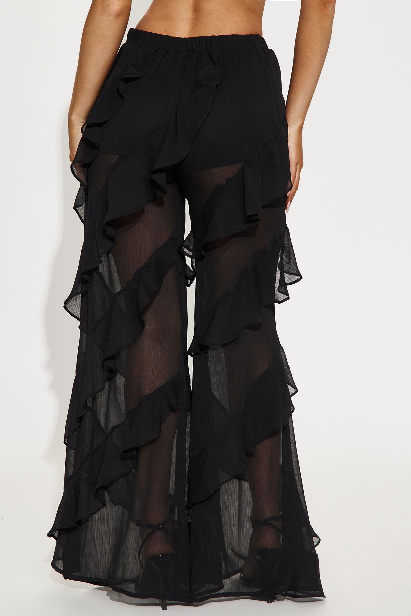 Floing Freely Chiffon Ruffle Pant - Black