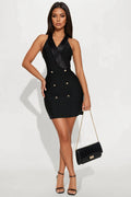 Stiletto Style Bandage Mini Dress - Black