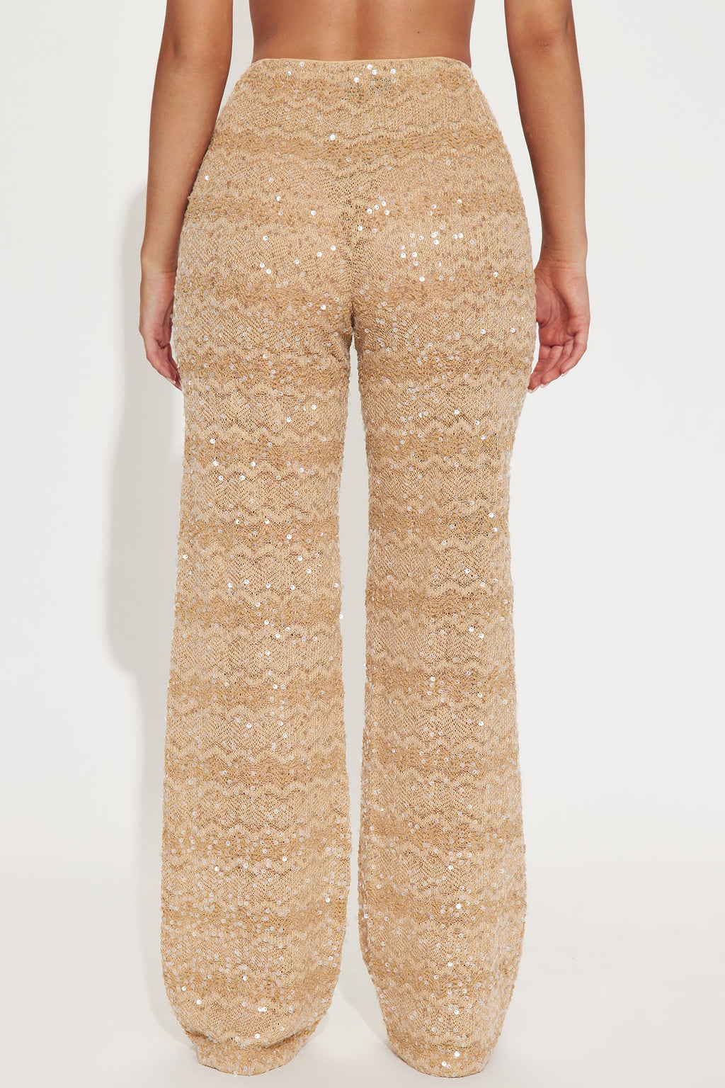 Nayelly Wide Leg Sequin Pant - Tan